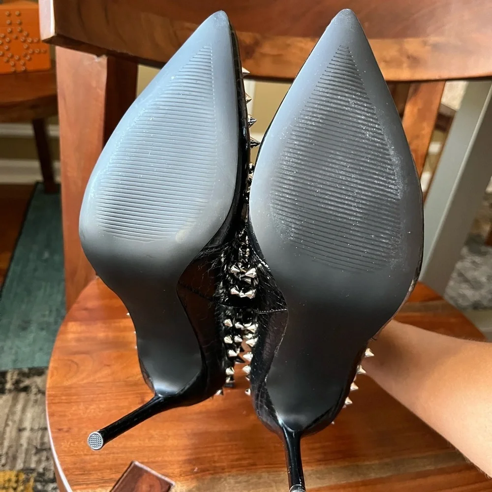 Steve Madden Viceroy Embellished Black Stiletto Heel Ankle Boots - Picture 10 of 12